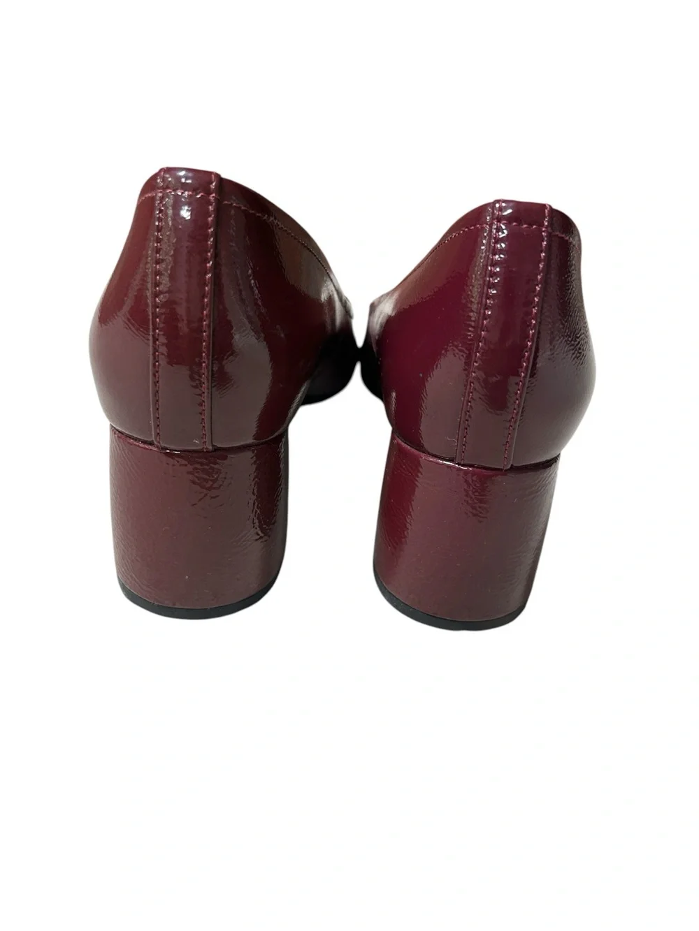 Vionic Carmel Syrah Crinkle Patent Burgundy Block Heel Comfort Pumps, Size 9